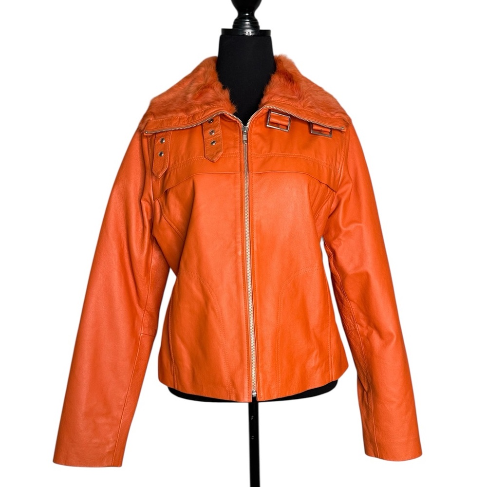 Wilsons Leather Orange Jacket with Fur Collar